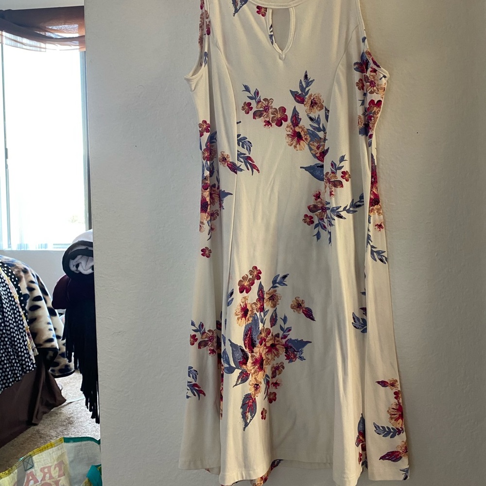 Cream colored dress with floral print